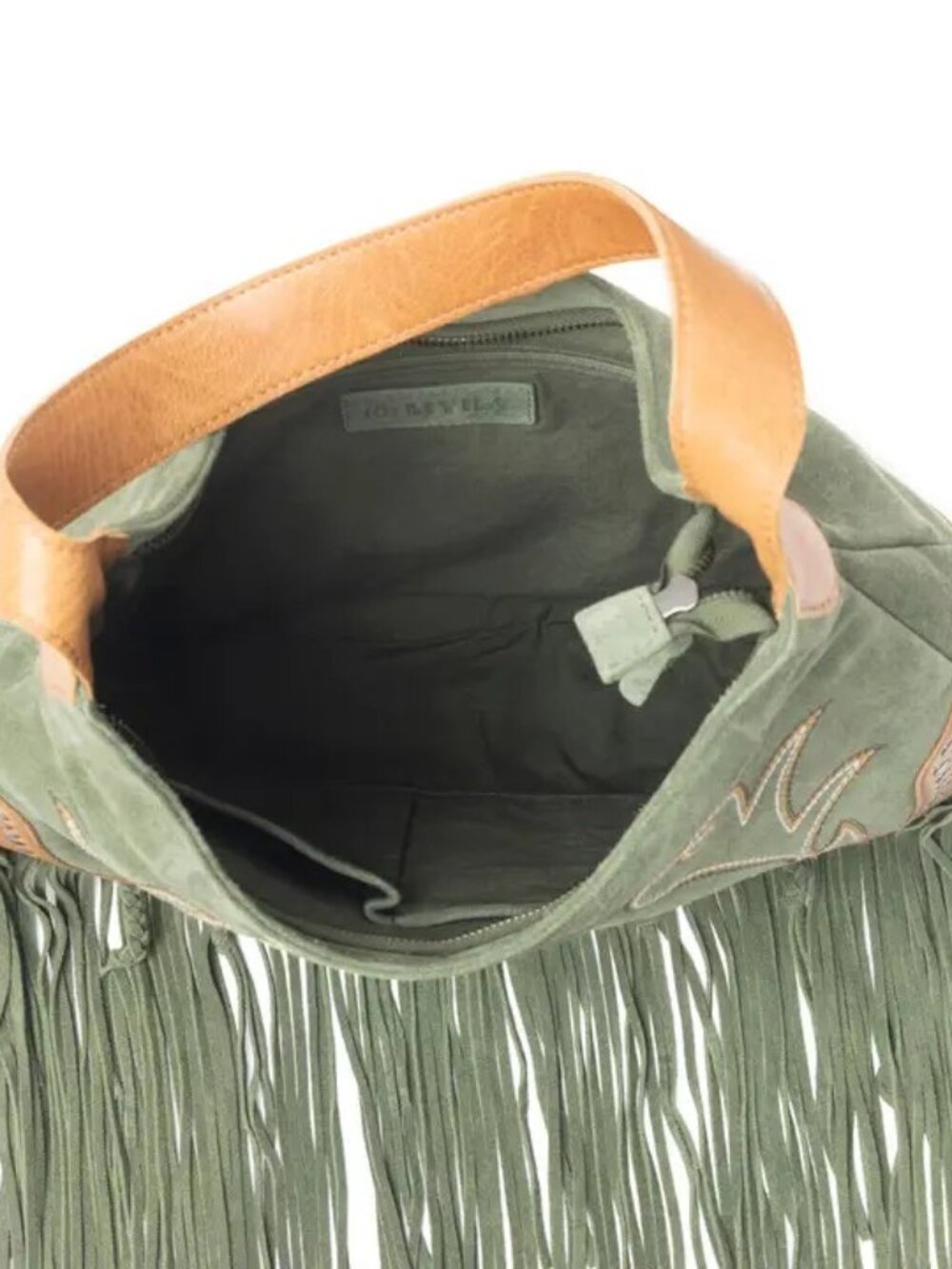 Sage Whisper Fringe Leather Bag in Green - Picture 2 of 5